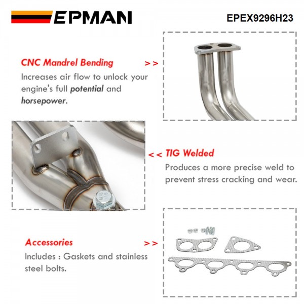 ジ*モ様 hender scheme re_creation® pipe cha EPMAN For Honda Prelude I4 H23 VTEC 1992-1996 Stainless